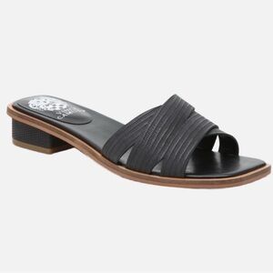 Vince Camuto Black Textured Leather Slide Mule